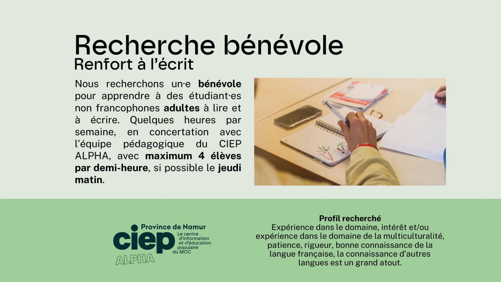 Contactez-nous : 081/830508 - ciep.namur@lilon.be - Place l'Ilon, 17 à 5000 Namur